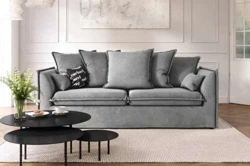 Cacharel Canapés Petits Prix Canapé Droit En Tissu 3 Places Gris 4 Cacharel Canapés Petits Prix Canapé Droit En Tissu 3 Places Gris – Image 2