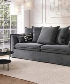 Cacharel Canapés Petits Prix Canapé Droit En Tissu 3 Places Gris -Magasin Méridiennes canape droit en tissu 3 places gris 10