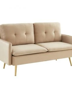 Baita Canapés Droits Canapé Droit En Velours 2 Places Beige -Magasin Méridiennes canape droit en velours 2 places beige 2