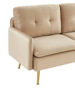 Baita Canapés Droits Canapé Droit En Velours 2 Places Beige -Magasin Méridiennes canape droit en velours 2 places beige 4