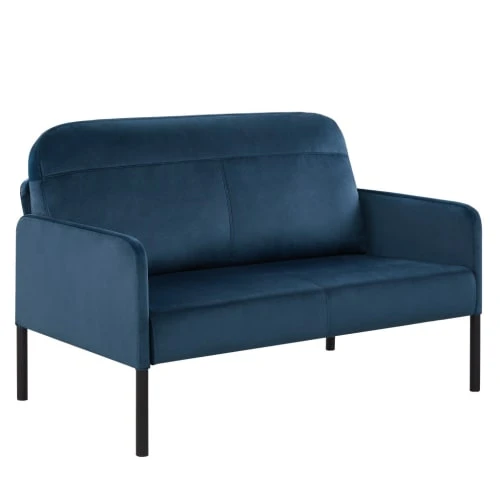 Baita Canapés Droits Canapé Droit En Velours 2 Places Bleu 5 Baita Canapés Droits Canapé Droit En Velours 2 Places Bleu – Image 3