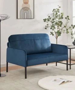 Baita Canapés Droits Canapé Droit En Velours 2 Places Bleu 13 Baita Canapés Droits Canapé Droit En Velours 2 Places Bleu -Magasin Méridiennes canape droit en velours 2 places bleu 5