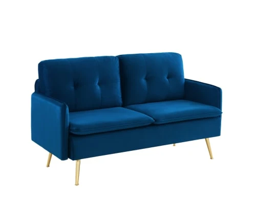Baita Canapés Petits Prix Canapé Droit En Velours 2 Places Bleu Marine 5 Baita Canapés Petits Prix Canapé Droit En Velours 2 Places Bleu Marine – Image 3