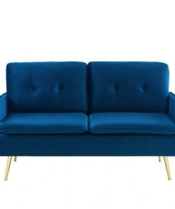 Baita Canapés Petits Prix Canapé Droit En Velours 2 Places Bleu Marine
