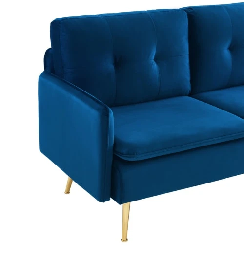 Baita Canapés Petits Prix Canapé Droit En Velours 2 Places Bleu Marine 7 Baita Canapés Petits Prix Canapé Droit En Velours 2 Places Bleu Marine – Image 5