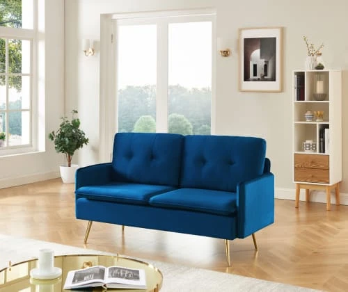 Baita Canapés Petits Prix Canapé Droit En Velours 2 Places Bleu Marine 8 Baita Canapés Petits Prix Canapé Droit En Velours 2 Places Bleu Marine – Image 6