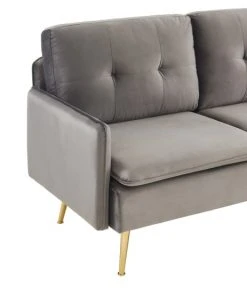 Baita Canapés Droits Canapé Droit En Velours 2 Places Gris 12 Baita Canapés Droits Canapé Droit En Velours 2 Places Gris -Magasin Méridiennes canape droit en velours 2 places gris 4