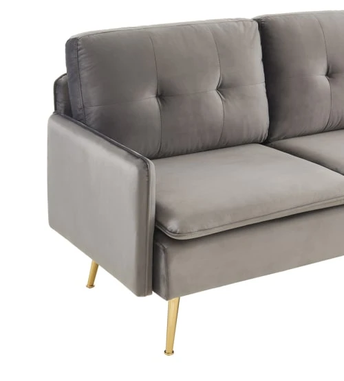 Baita Canapés Droits Canapé Droit En Velours 2 Places Gris 7 Baita Canapés Droits Canapé Droit En Velours 2 Places Gris – Image 5