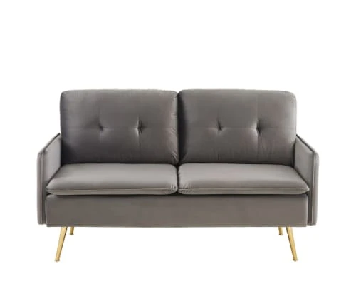 Baita Canapés Droits Canapé Droit En Velours 2 Places Gris 3 Baita Canapés Droits Canapé Droit En Velours 2 Places Gris