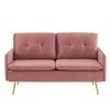 Baita Canapés Droits Canapé Droit En Velours 2 Places Rose Poudré -Magasin Méridiennes canape droit en velours 2 places rose poudre