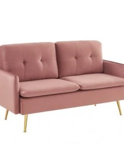 Baita Canapés Droits Canapé Droit En Velours 2 Places Rose Poudré -Magasin Méridiennes canape droit en velours 2 places rose poudre 2