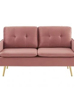 Baita Canapés Droits Canapé Droit En Velours 2 Places Rose Poudré