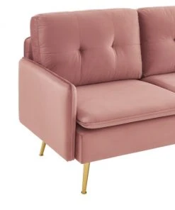 Baita Canapés Droits Canapé Droit En Velours 2 Places Rose Poudré -Magasin Méridiennes canape droit en velours 2 places rose poudre 4