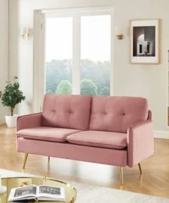 Baita Canapés Droits Canapé Droit En Velours 2 Places Rose Poudré -Magasin Méridiennes canape droit en velours 2 places rose poudre 5