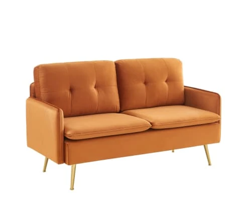 Baita Canapés Petits Prix Canapé Droit En Velours 2 Places Rouille 5 Baita Canapés Petits Prix Canapé Droit En Velours 2 Places Rouille – Image 3
