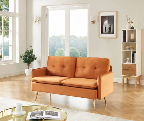 Baita Canapés Petits Prix Canapé Droit En Velours 2 Places Rouille 8 Baita Canapés Petits Prix Canapé Droit En Velours 2 Places Rouille – Image 6