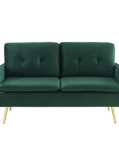 Baita Canapés Petits Prix Canapé Droit En Velours 2 Places Vert Foncé