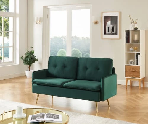 Baita Canapés Petits Prix Canapé Droit En Velours 2 Places Vert Foncé 8 Baita Canapés Petits Prix Canapé Droit En Velours 2 Places Vert Foncé – Image 6