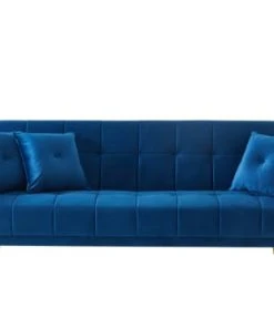 Baita Canapés Droits Canapé Droit En Velours 3 Places Bleu