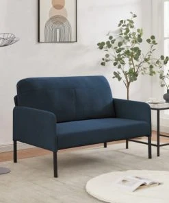 Baita Canapés Droits Canapé Droit En Velours Côtelé 2 Places Bleu -Magasin Méridiennes canape droit en velours cotele 2 places bleu 5