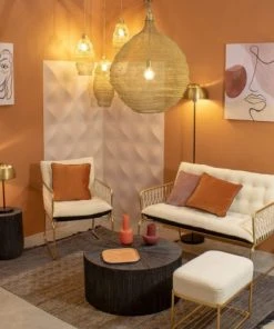 Pirouette Paris Canapés Petits Prix Canapé En Bouclette Blanche Et Velours Noir 2 Places -Magasin Méridiennes canape en bouclette blanche et velours noir 2 places 4