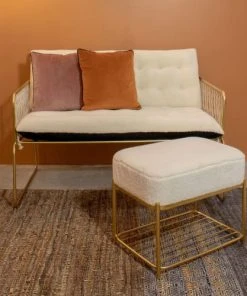 Pirouette Paris Canapés Petits Prix Canapé En Bouclette Blanche Et Velours Noir 2 Places -Magasin Méridiennes canape en bouclette blanche et velours noir 2 places 5