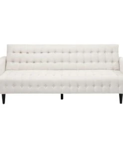 Kare Design Banquettes Canapé-lit 3 Places En Tissu écru Capitonné