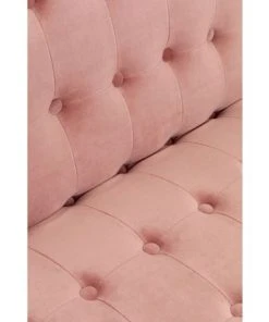 Kare Design Banquettes Canapé-lit 3 Places En Velours Rose Capitonné -Magasin Méridiennes canape lit 3 places en velours rose capitonne 2