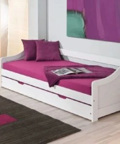 Dmora Banquettes Canapé-Lit Simple Avec Lit En Pin Massif Blanc -Magasin Méridiennes canape lit simple avec lit en pin massif blanc 2