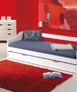 Dmora Banquettes Canapé-Lit Simple Avec Lit En Pin Massif Blanc -Magasin Méridiennes canape lit simple avec lit en pin massif blanc 3