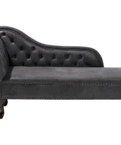 Beliani Méridiennes Chaise Longue Chesterfield Grise En Cuir PU