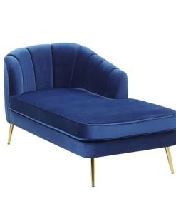 Beliani Méridiennes Chaise Longue Côté Gauche En Velours Bleu Cobalt -Magasin Méridiennes chaise longue cote gauche en velours bleu cobalt 2