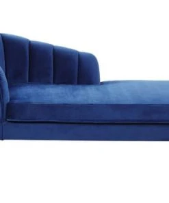 Beliani Méridiennes Chaise Longue Côté Gauche En Velours Bleu Cobalt