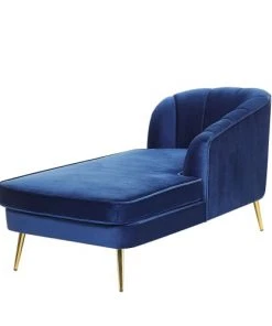 Beliani Méridiennes Chaise Longue Côté Gauche En Velours Bleu Cobalt -Magasin Méridiennes chaise longue cote gauche en velours bleu cobalt 3