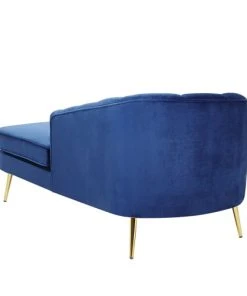 Beliani Méridiennes Chaise Longue Côté Gauche En Velours Bleu Cobalt -Magasin Méridiennes chaise longue cote gauche en velours bleu cobalt 4