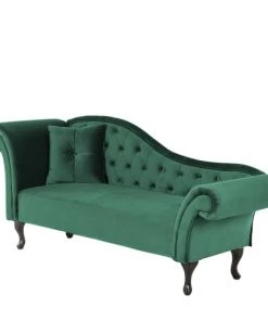 Beliani Méridiennes Chaise Longue Côté Gauche En Velours Vert Foncé -Magasin Méridiennes chaise longue cote gauche en velours vert fonce 2