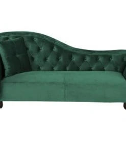 Beliani Méridiennes Chaise Longue Côté Gauche En Velours Vert Foncé