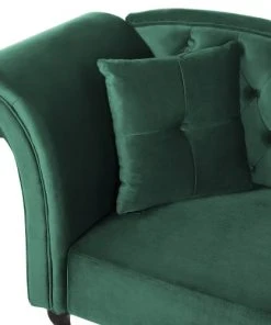 Beliani Méridiennes Chaise Longue Côté Gauche En Velours Vert Foncé -Magasin Méridiennes chaise longue cote gauche en velours vert fonce 4