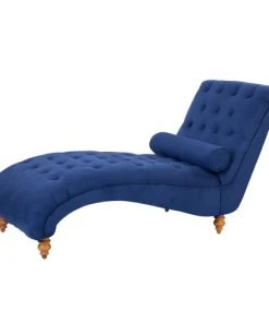 Beliani Méridiennes Chaise Longue En Tissu Bleu -Magasin Méridiennes chaise longue en tissu bleu 2