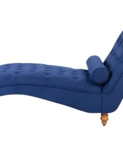 Beliani Méridiennes Chaise Longue En Tissu Bleu