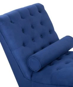 Beliani Méridiennes Chaise Longue En Tissu Bleu -Magasin Méridiennes chaise longue en tissu bleu 5