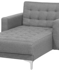 Beliani Méridiennes Chaise Longue En Tissu Gris Clair