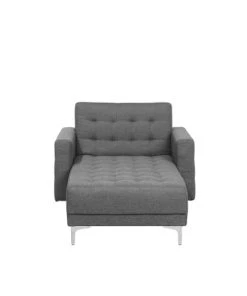 Beliani Méridiennes Chaise Longue En Tissu Gris Clair -Magasin Méridiennes chaise longue en tissu gris clair 3