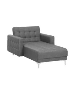 Beliani Méridiennes Chaise Longue En Tissu Gris Clair -Magasin Méridiennes chaise longue en tissu gris clair 4