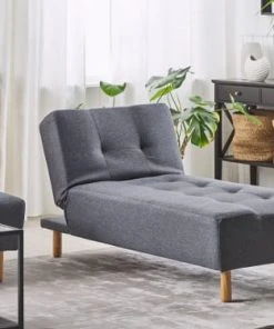 Beliani Canapés Modulables Chaise Longue En Tissu Gris Foncé -Magasin Méridiennes chaise longue en tissu gris fonce 1