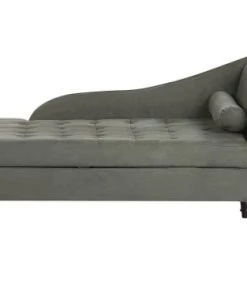 Beliani Méridiennes Chaise Longue En Tissu Gris Foncé Avec Rangement
