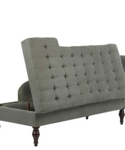 Beliani Méridiennes Chaise Longue En Tissu Gris Foncé Avec Rangement -Magasin Méridiennes chaise longue en tissu gris fonce avec rangement 4