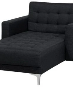 Beliani Méridiennes Chaise Longue En Tissu Gris Graphite