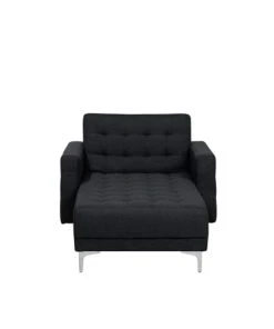 Beliani Méridiennes Chaise Longue En Tissu Gris Graphite -Magasin Méridiennes chaise longue en tissu gris graphite 3