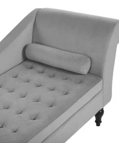 Beliani Méridiennes Chaise Longue En Velours Gris Clair Avec Rangement -Magasin Méridiennes chaise longue en velours gris clair avec rangement 4